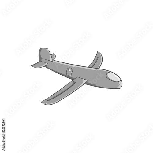 Childrens plane icon in black monochrome style isolated on white background. Toy symbol vector illustration