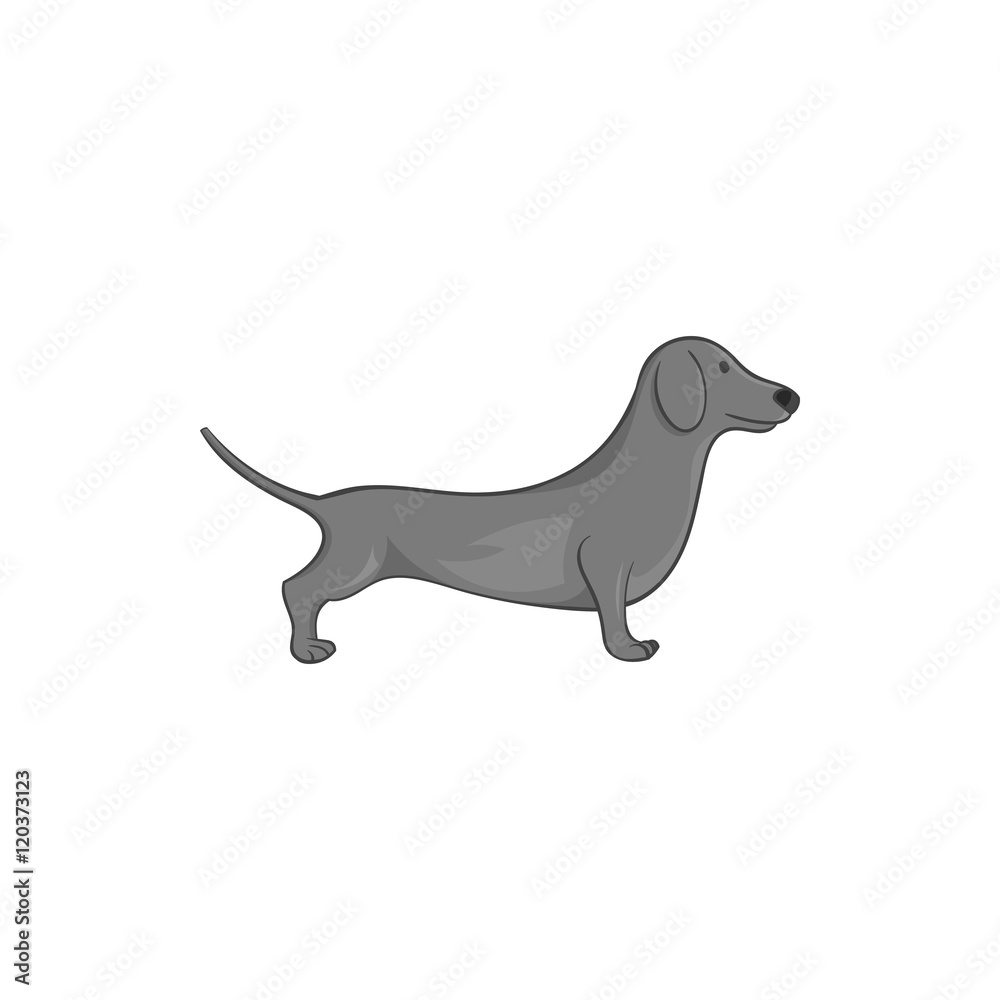 Dachshund dog icon in black monochrome style isolated on white background. Animals symbol vector illustration