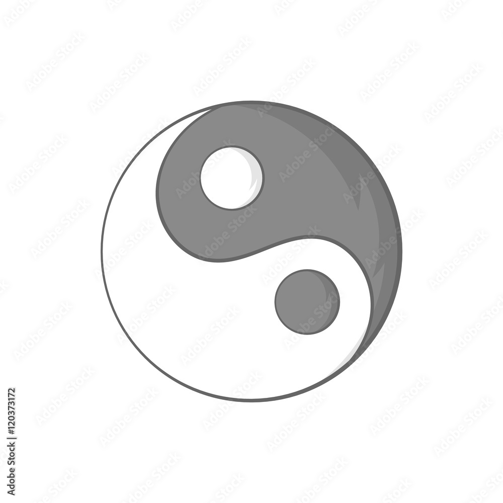 Sign yin yang icon in black monochrome style isolated on white background. Religion symbol vector illustration Sign yin yang icon in black monochrome style isolated on white background. Religion symbol vector illustration