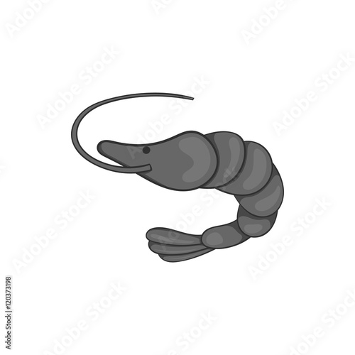 Shrimp icon in black monochrome style isolated on white background. Seafood symbol vector illustration