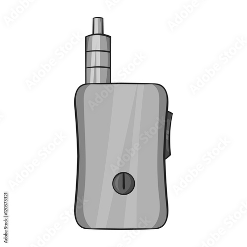 Electronic cigarette with mouthpiece icon in black monochrome style isolated on white background. Smoking symbol vector illustration