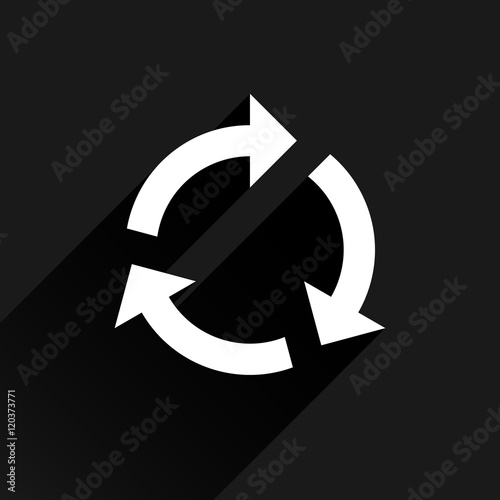 White arrow icon reload on black background
