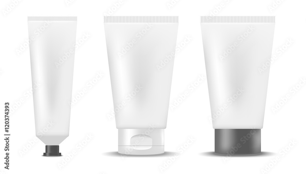 Set of blank realistic tubes of cream Set of blank realistic tubes of cream