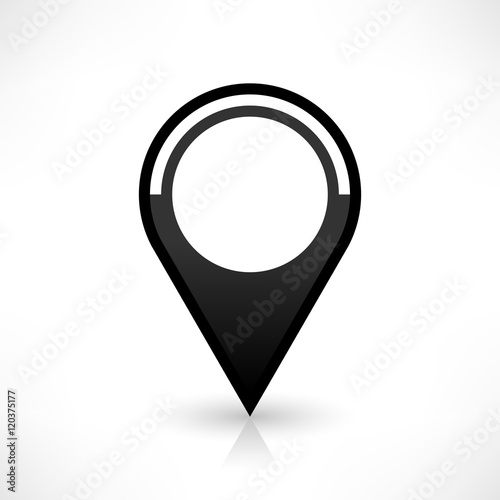 Black map pin icon flat round location sign
