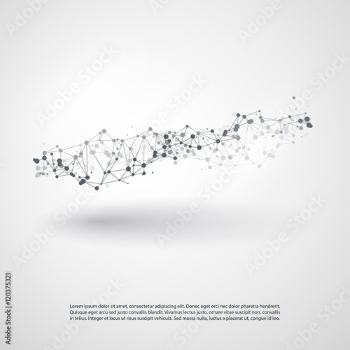 Abstract Cloud Computing and Global Network Connections Concept Design with Transparent Geometric Mesh, Wireframe Wave - Illustration in Editable Vector Format