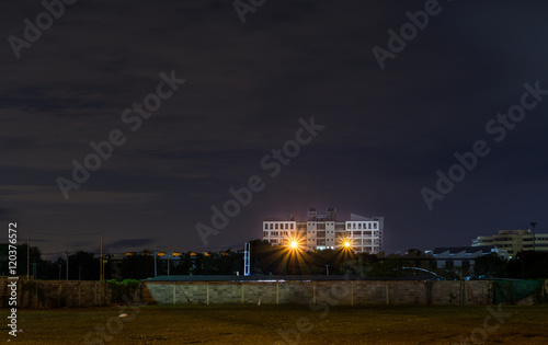 CHONBURI,THAILAND-JULY 09 2016 : FAculty of engineering building of university name "BURAPHA" in eastern thailand at the night.
