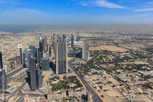Image top view of Dubai city,City business of UAE
