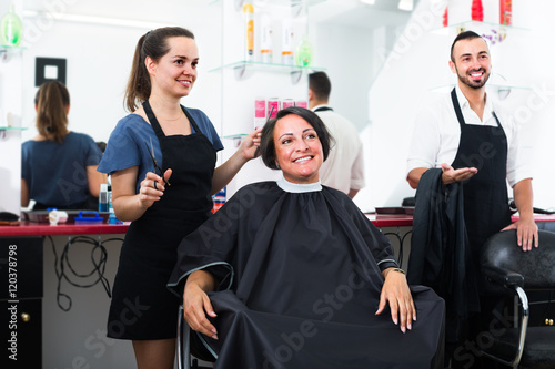 woman getting haircut