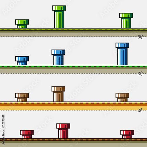 Colored backgrounds with pipes for simple game