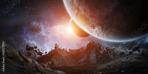 Obraz Gigantyczne asteroidy, które wkrótce rozbiją elementy renderowania 3D Ziemi