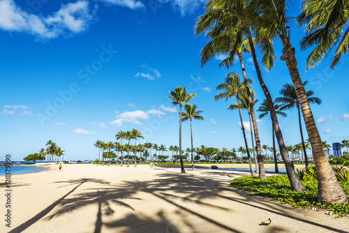 Fort DeRussy boardwalk on Waikiki beach, Honolulu