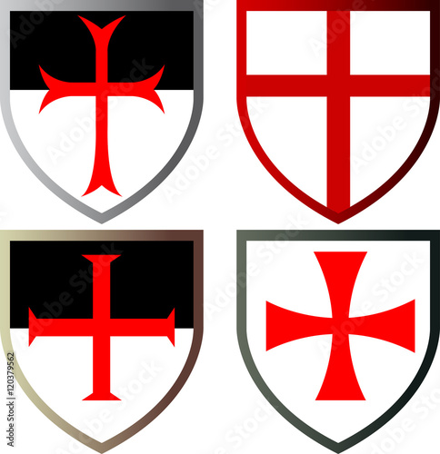 Shields of Templar Knights, vector icons, isolated