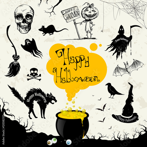 Vector Illustration of Halloween Design Elements