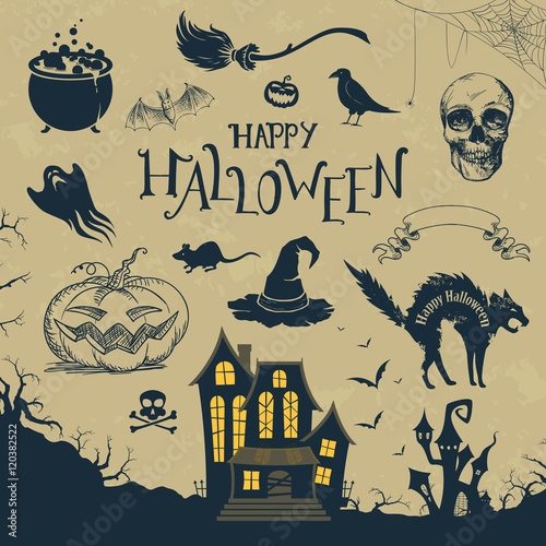 Vector Illustration of Halloween Design Elements