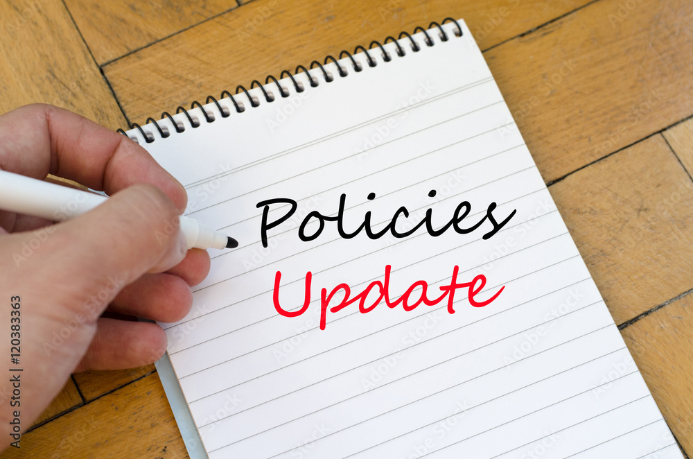 Policies update text concept Policies update text concept