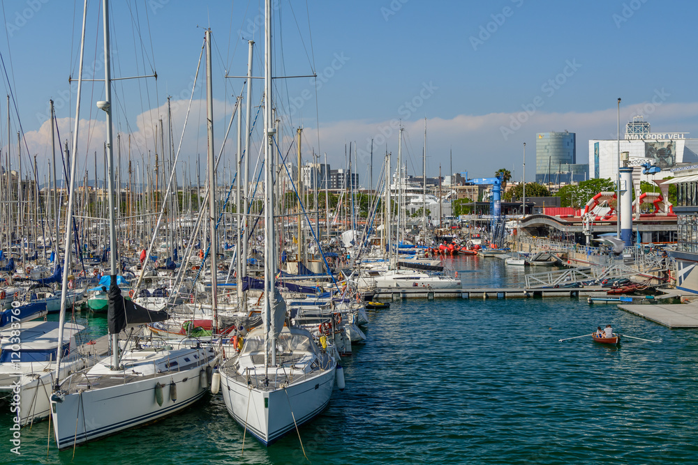 Barcelona, Spain - June 6: Sail boats on June 6, 2016 in Barcelo