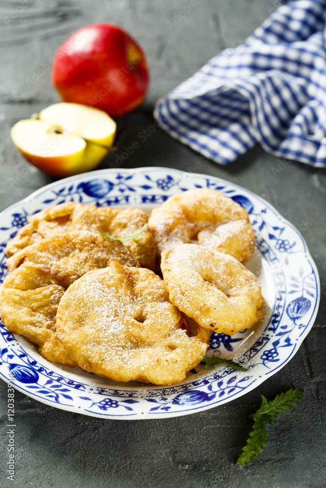 Battered apple rings Battered apple rings