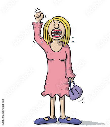 illustration of cartoon woman standing in profile very angry