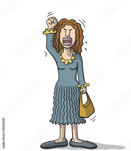 illustration of cartoon woman standing in profile very angry