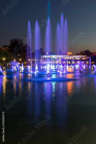 Amazing Night photo of Singing Fountains in City of Plovdiv, Bulgaria