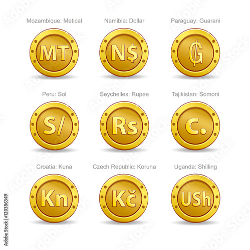 set coins symbol currency. 