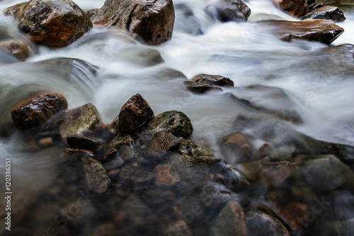 small stream with rocks  soft flowing water