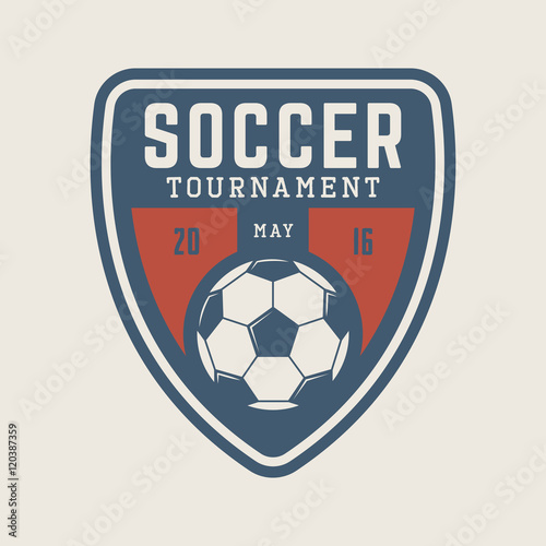 Vintage soccer or football logo, emblem, badge, label 