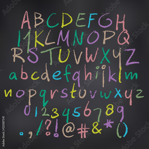 Vector illustration of colored alphabet in chalk