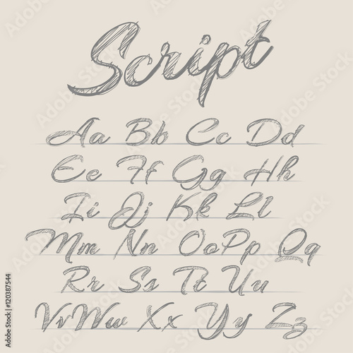 Vector illustration of pensil sketched alphabet
