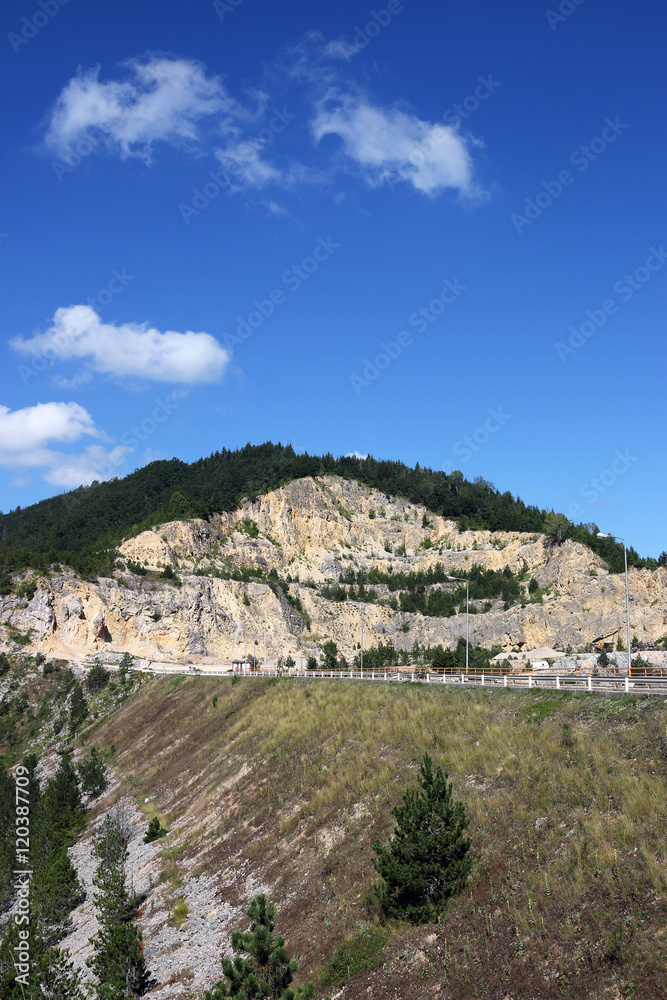 stone pit on mountain landscape