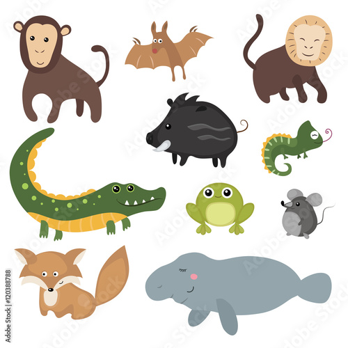 Vector set of different animals of South America.