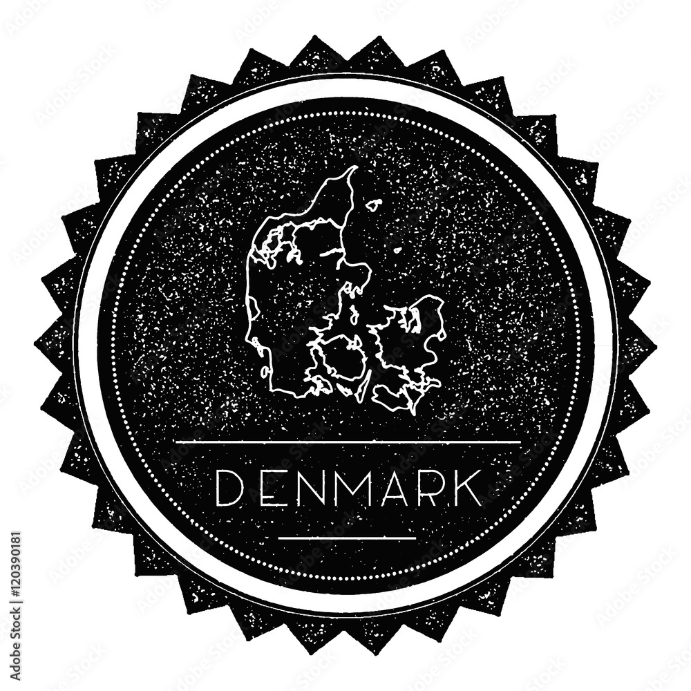Fotografie Denmark Map Label with Retro Vintage Styled Design