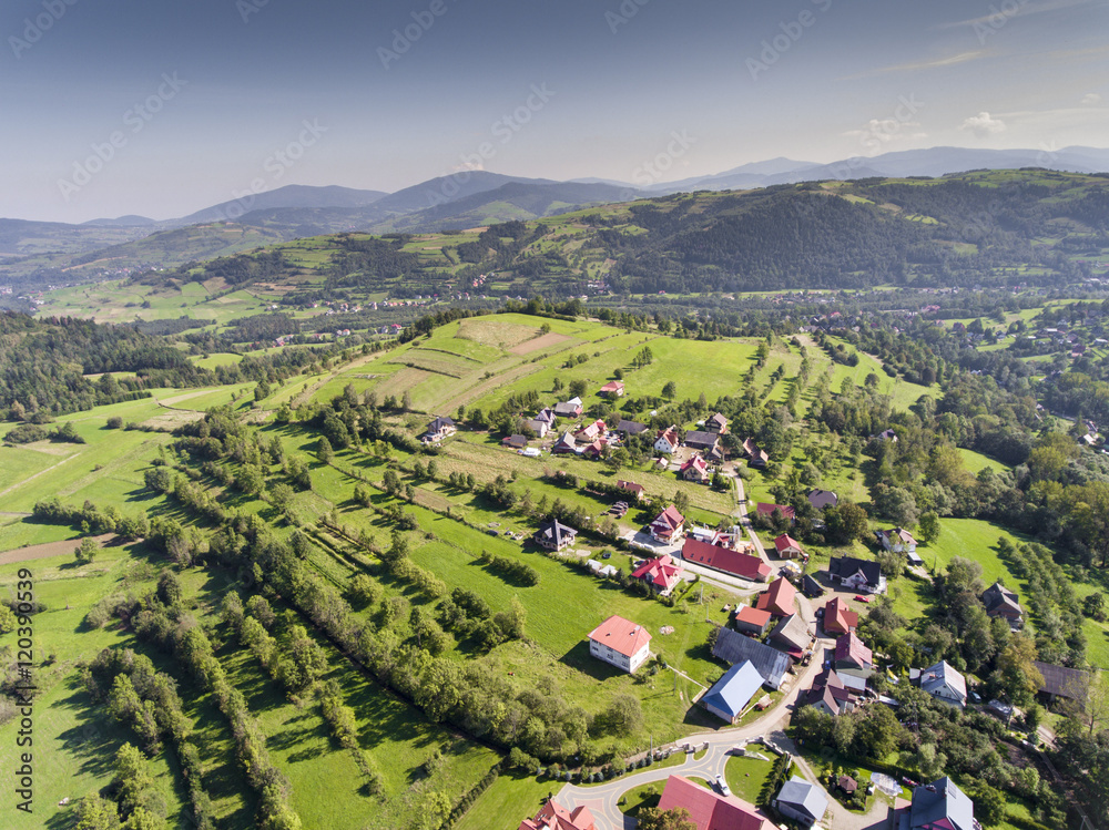 Mountain landcsape at summer time in south of Poland. View from - obrazy, fototapety, plakaty 