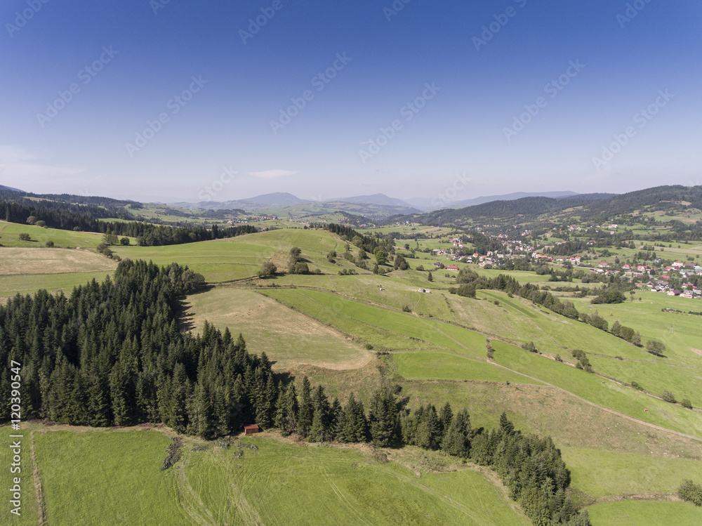 Mountain landcsape at summer time in south of Poland. View from