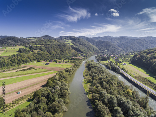 Dunajec river. Mountain landcsape at summer time in south of Pol photo