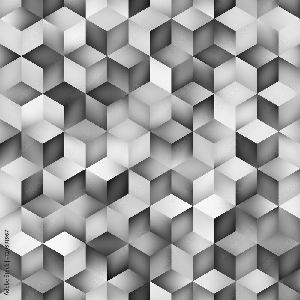 Vector Seamless Greyscale Gradient Cube Shape Rhombus Grid Geometric Pattern Vector Seamless Greyscale Gradient Cube Shape Rhombus Grid Geometric Pattern