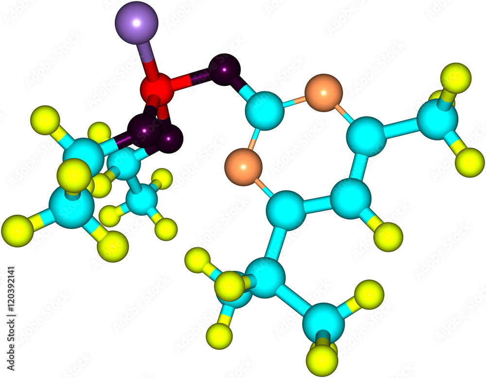 Diazinon molecular structure isolated on white Diazinon molecular structure isolated on white