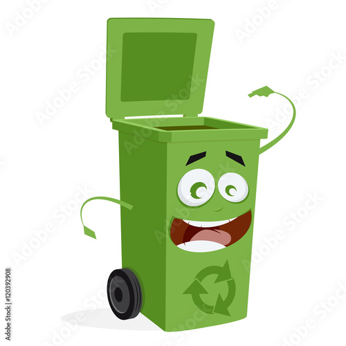 happy trashcan waiting for trash