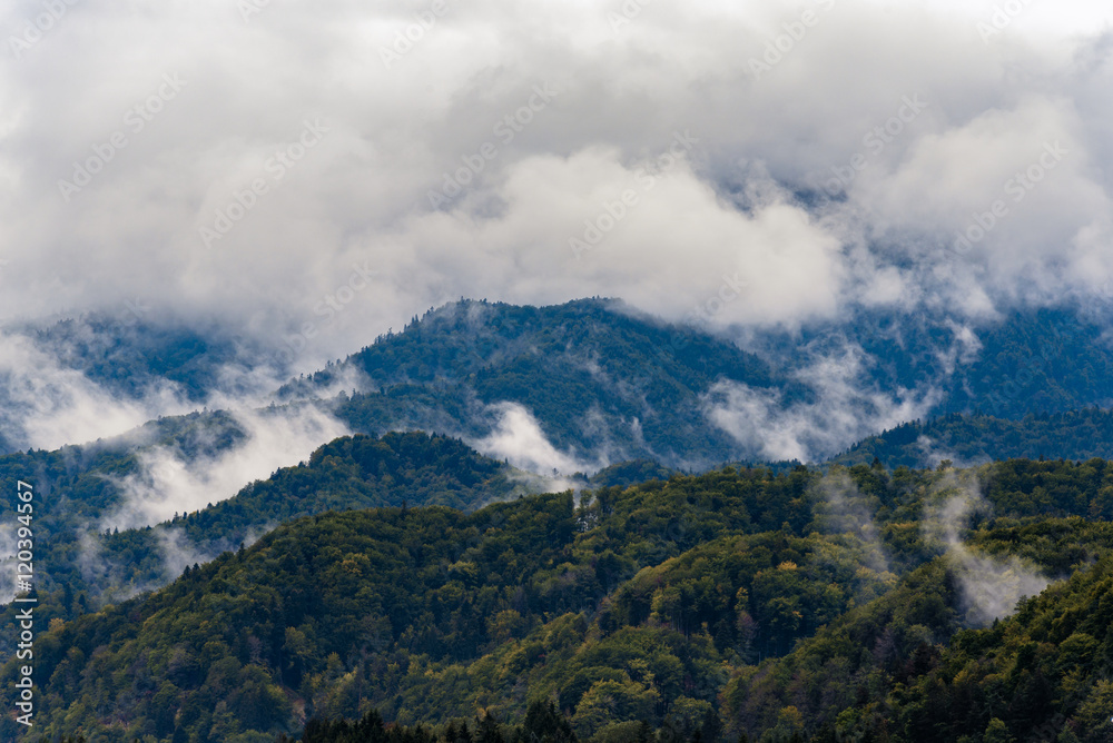 Stormy weather in mountains