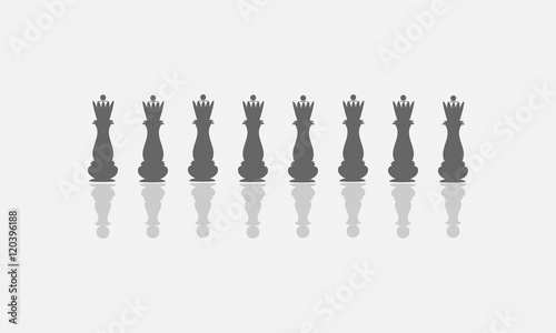 In a reflection the queen sees himself as a pawn. The concept of humility.