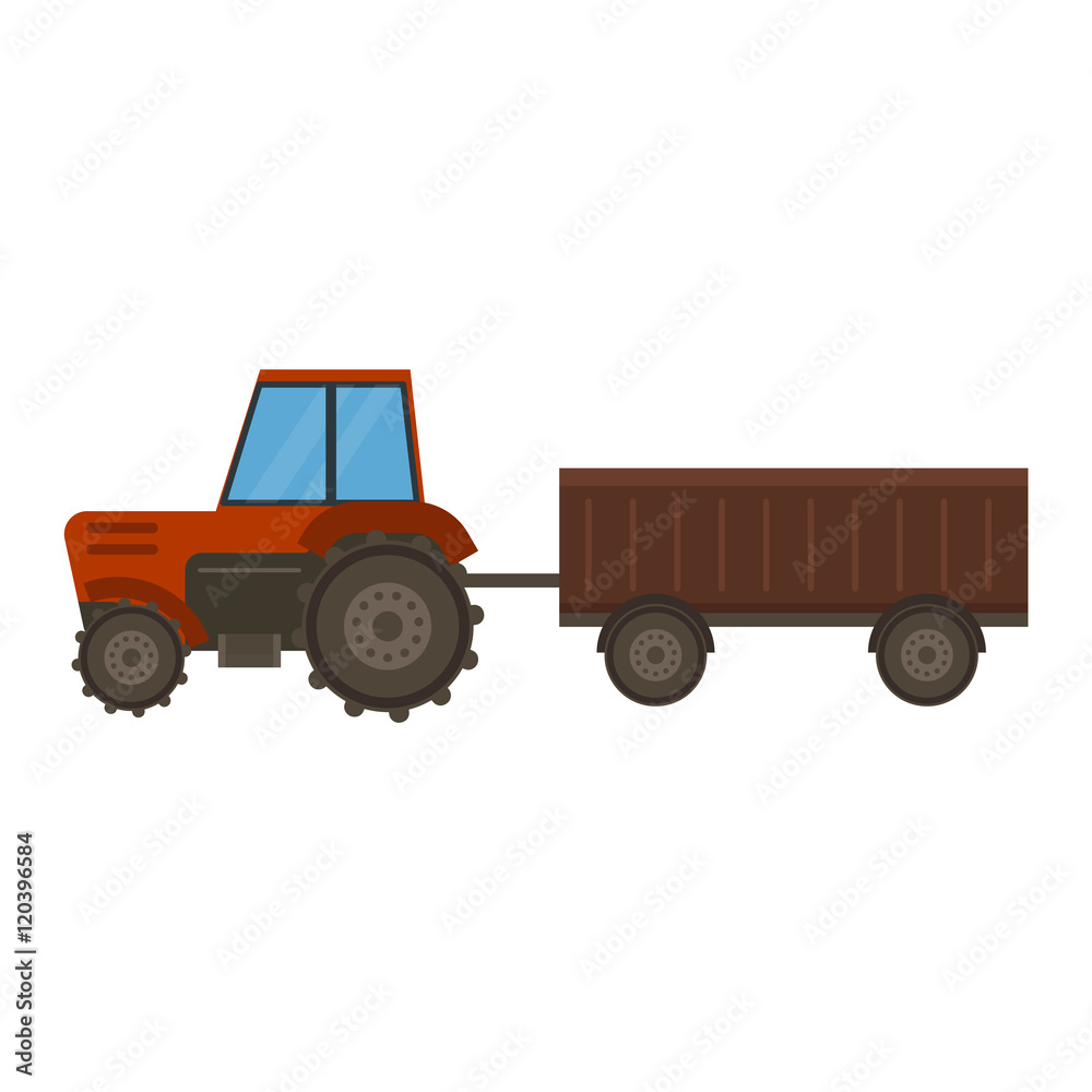 Vehicle tractor farm vector illustration isolated on white background. Construction industry farm harvesting machinery equipment tractors