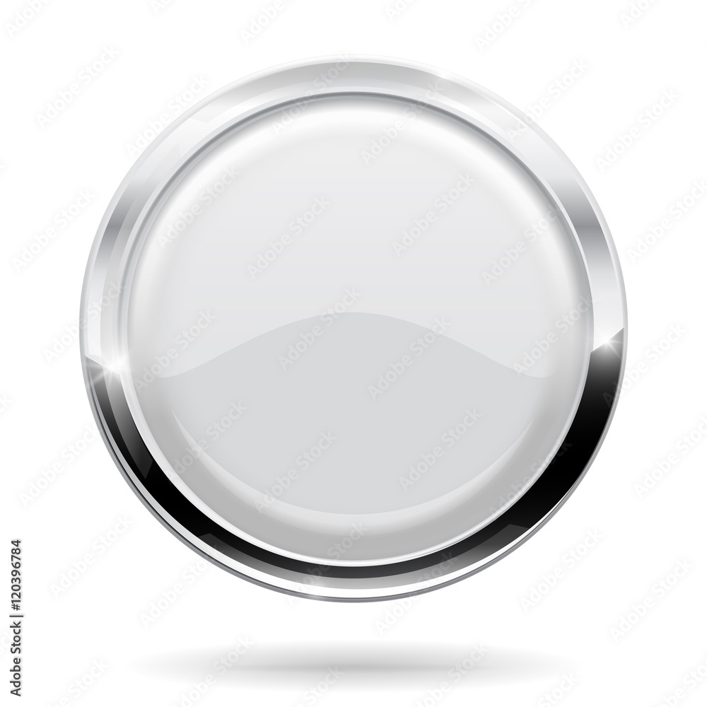 Web button. Round white icon with chrome frame Web button. Round white icon with chrome frame