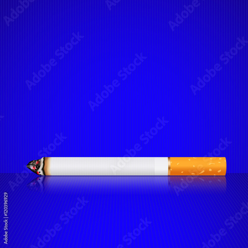 Cigarette on blue background