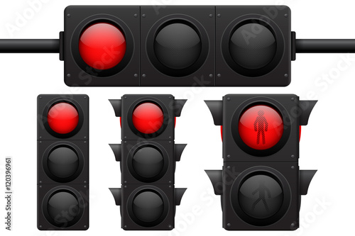 Traffic lights. Red lamp on