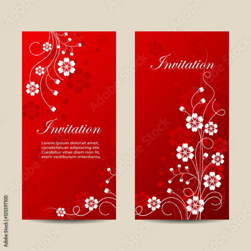 Set of vertical banners with flowers