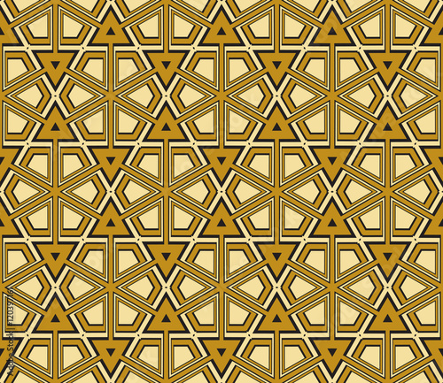 geometric pattern of hexagons. Seamless vector illustration. gold color