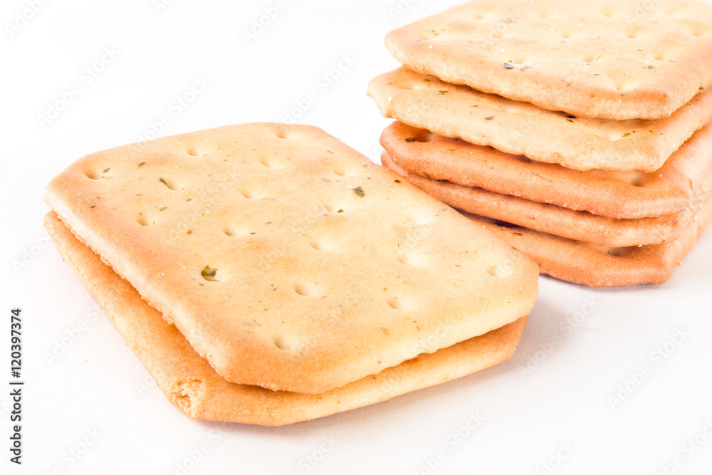 cracker and egg shell on white background cracker and egg shell on white background