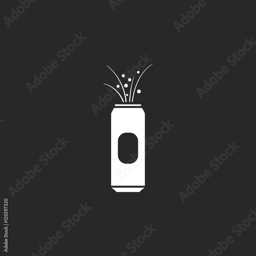 Beer can opened explosion opened sign simple icon on background