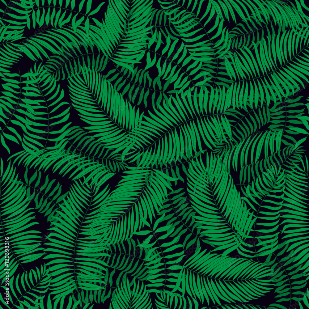 Seamless pattern with hand-drawn tropical leaves Seamless pattern with hand-drawn tropical leaves
