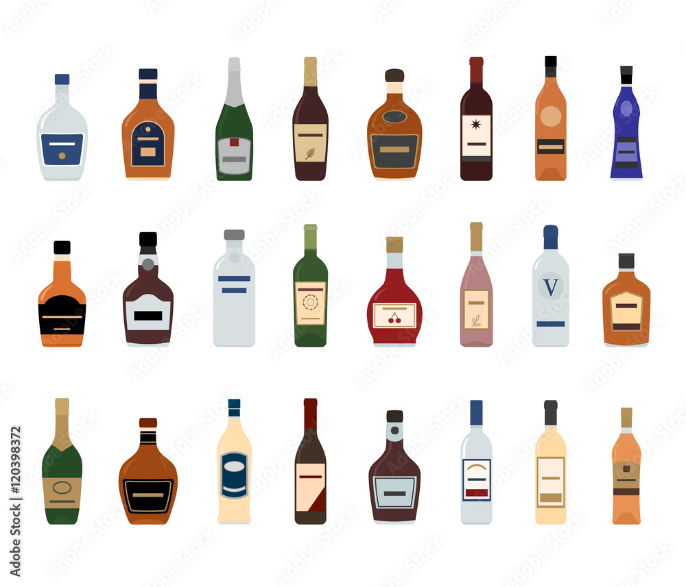 Alcoholic Drinks Bottles Large Vector Set Alcoholic Drinks Bottles Large Vector Set